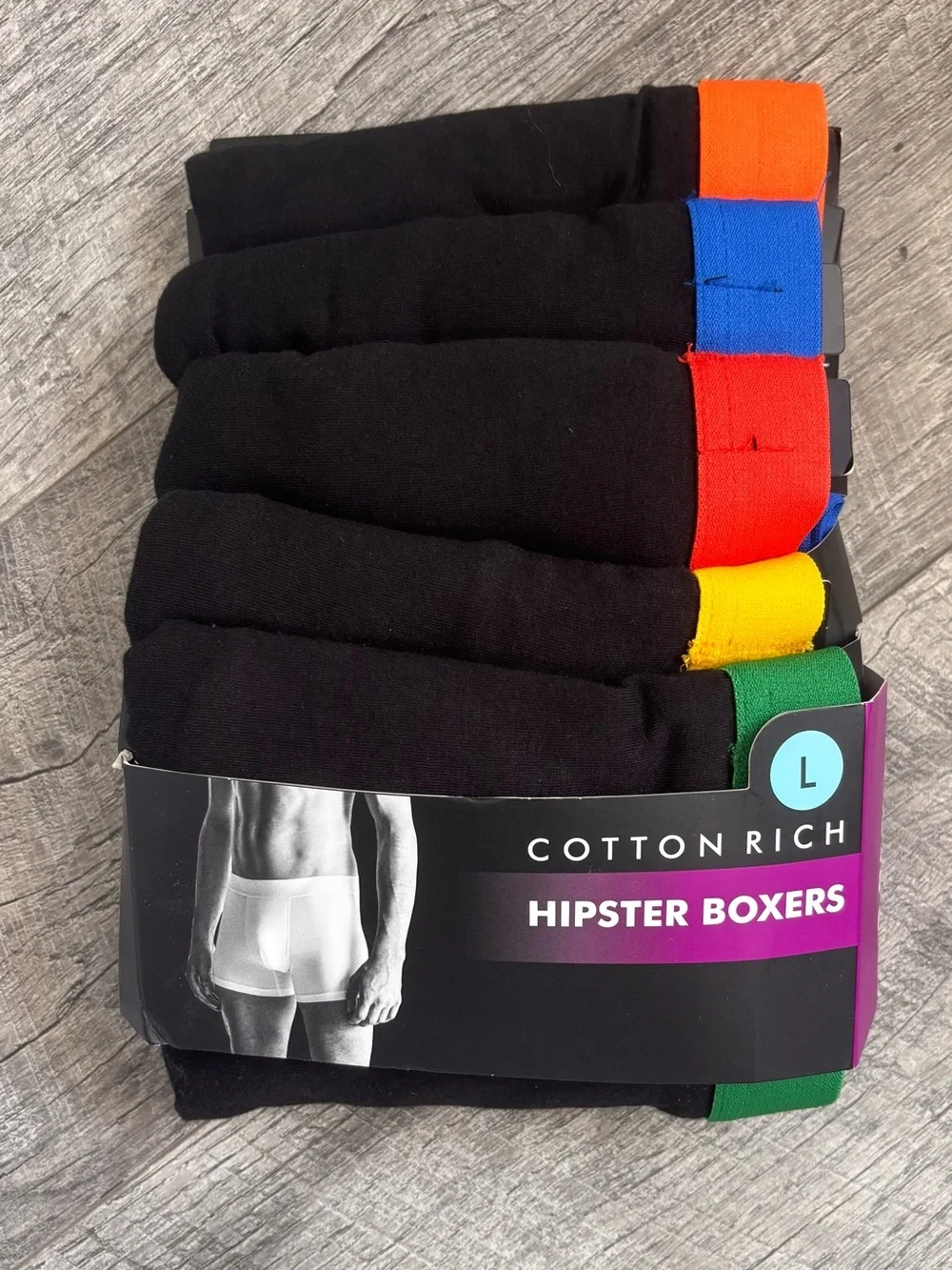 Sinsay Men’s Hipster Boxers 5 Pack Size L NWT Black Cotton Rich Colorblock Multi